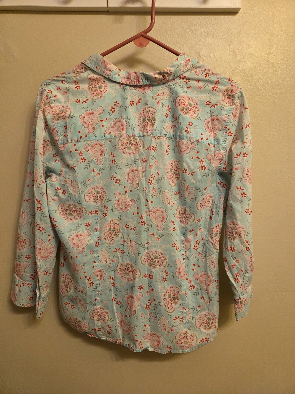 Izod Blue Floral Long Sleeved Cotton Button Down Blouse XL NWOT Cottagecore - Picture 4 of 4